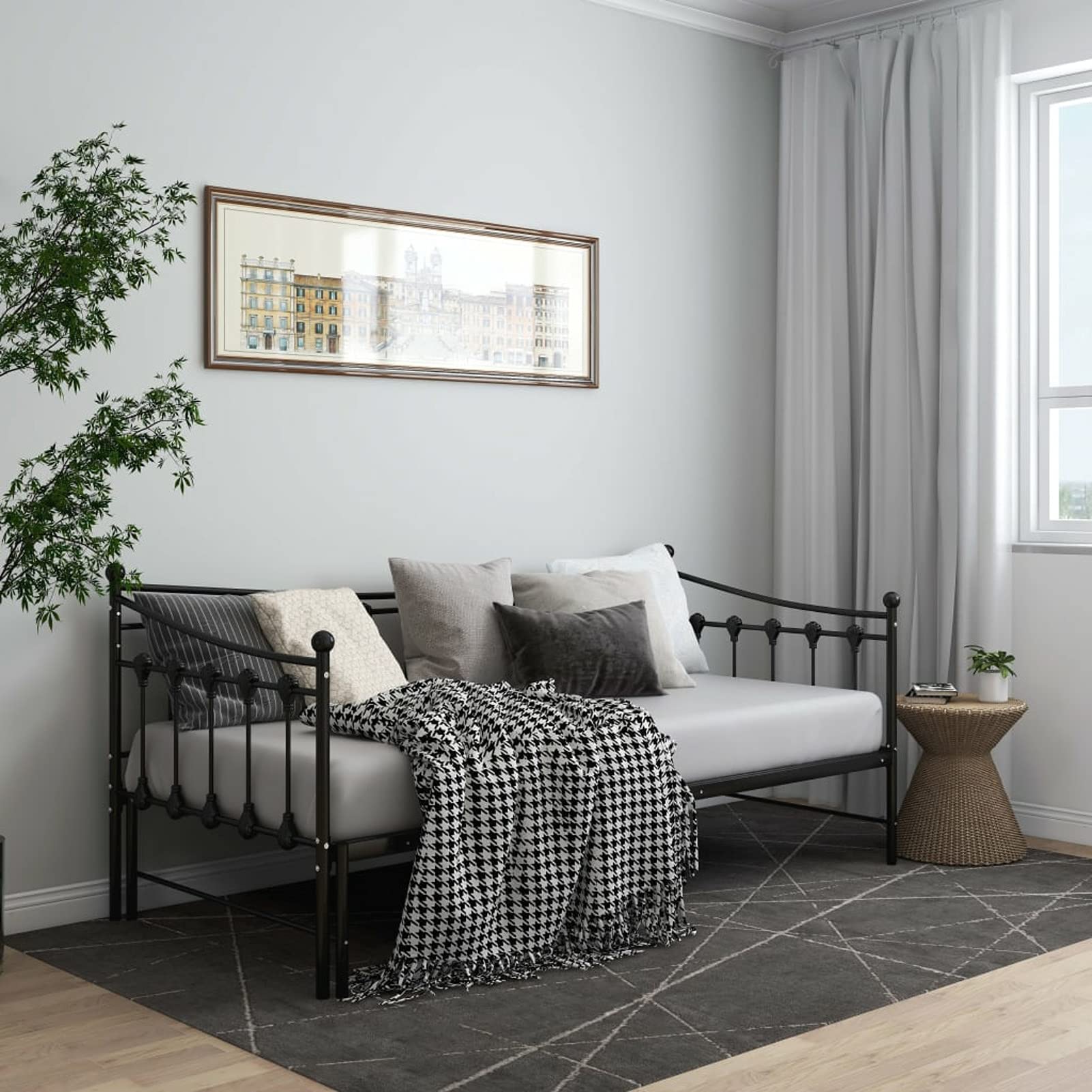 Festnight Tagesbett Ausziehbar 90x200 cm Ausziehbett Metall Ausziehbares Bett Kinderbett Gästebett Sofabett Jugendbett Funktionsbett Bettsofa Schlafsofa Einzelbett Doppelbett Bettgestell