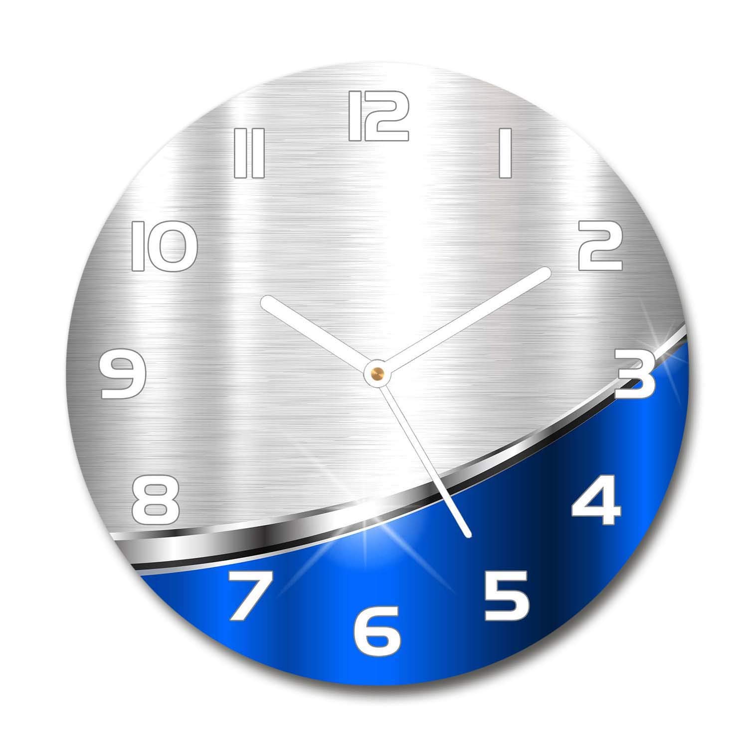 Horloge en verre rond 30cm silencieuse sur pied Tulup salon abstraction métal