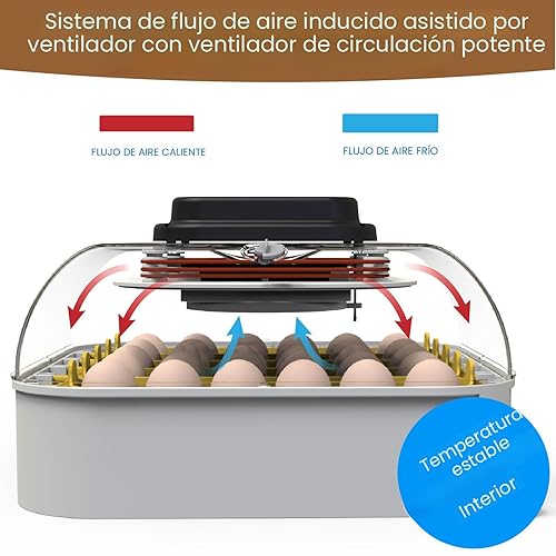 Miniatura 2 de MATICOOPX Incubadora de 30 huevos con pantalla de humedad, vela de huevos, girador automático de huevos, para incubar pollos