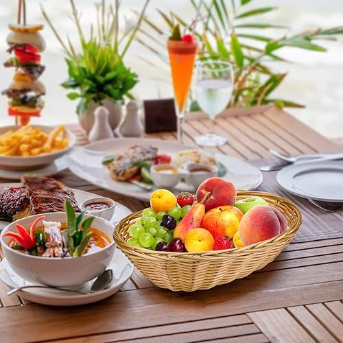 Miniatura 5 de Yesland Paquete de 12 cestas ovaladas de plástico pequeñas, cesta de almacenamiento de alimentos y cesta de frutas, 10 x 5.8 x 2.75 pulgadas, cesta