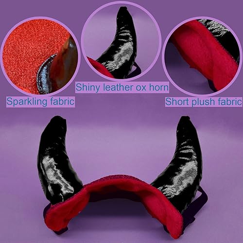 Miniatura 3 de Sombrero de mascota para cachorro y gato, cosplay de demonio de Halloween para perros, sombrero ajustable de cuerno de toro para mascotas para