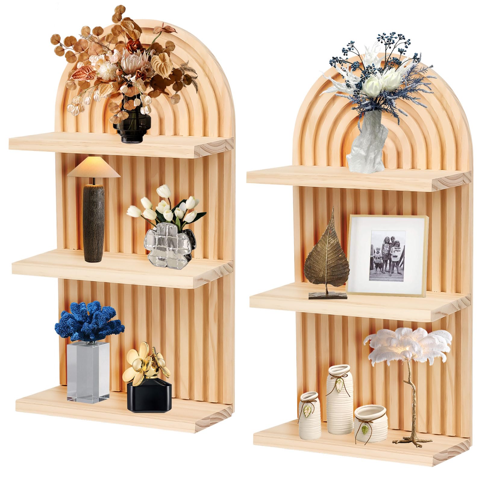 mumisuto 2 stuks houten wandplanken, boho, regenboog
