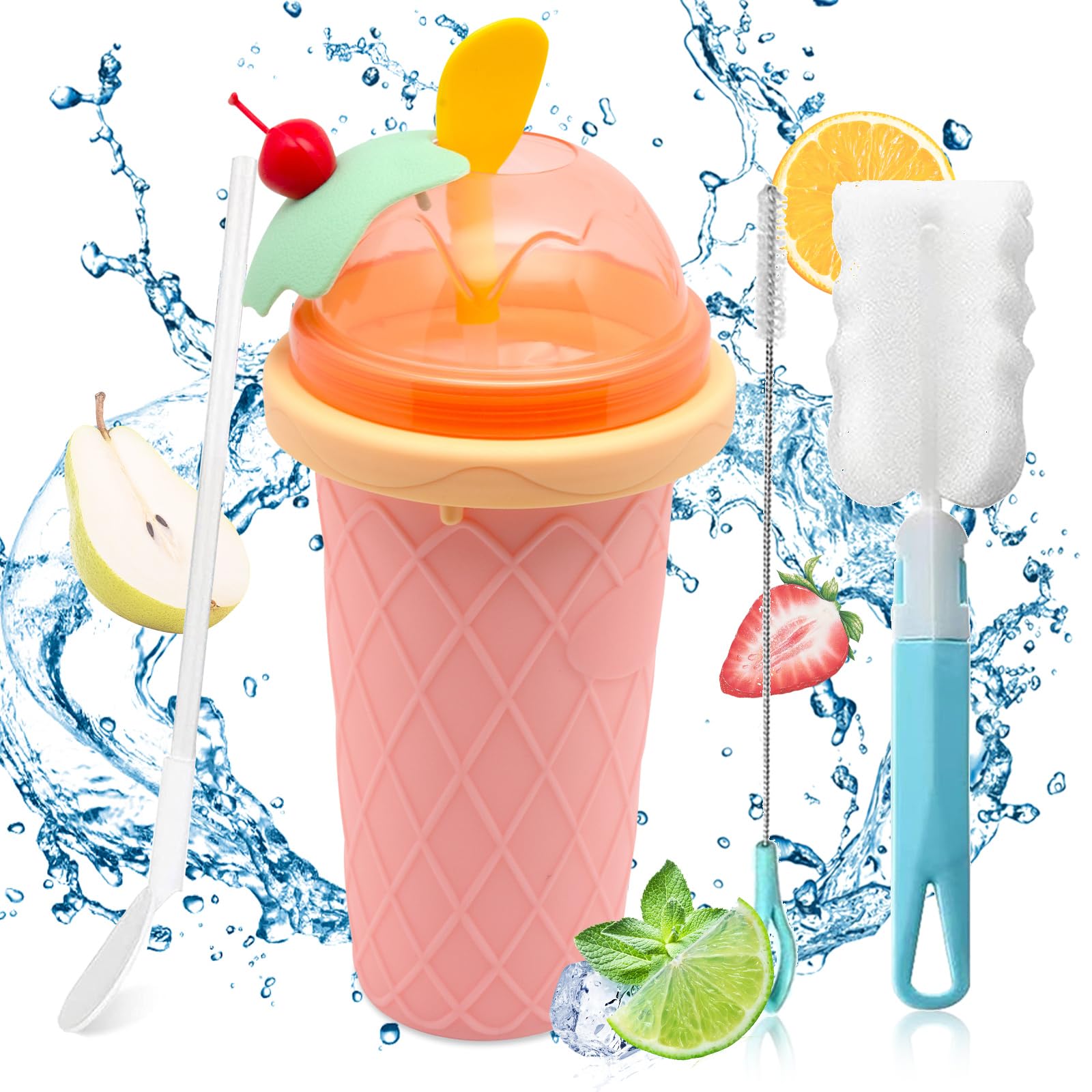 Slushy Maker Tasse,Silikon Squeeze Tasse,Slushy Maker Tragbare,Silikon Slushiemaker Für Kinder und Erwachsene,Slushie Tasse, um sich Slush Eis Zu Machen