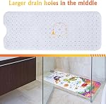 Tapis de bain pour bébé pour les enfants, 40 x 16 Tapis de douche de baignoire antidérapant de pouce avec trous de drainage et ventouses Lavable en machine, Turtle