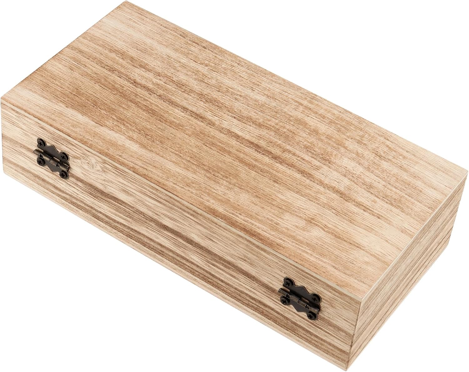 12 Pack 7.8 x 3.9 x 1.9 Inches Unfinished Wooden Boxes, Rectangle Wood Box with Hinged Lids, Small Storage Box for Crafts, Jewelry