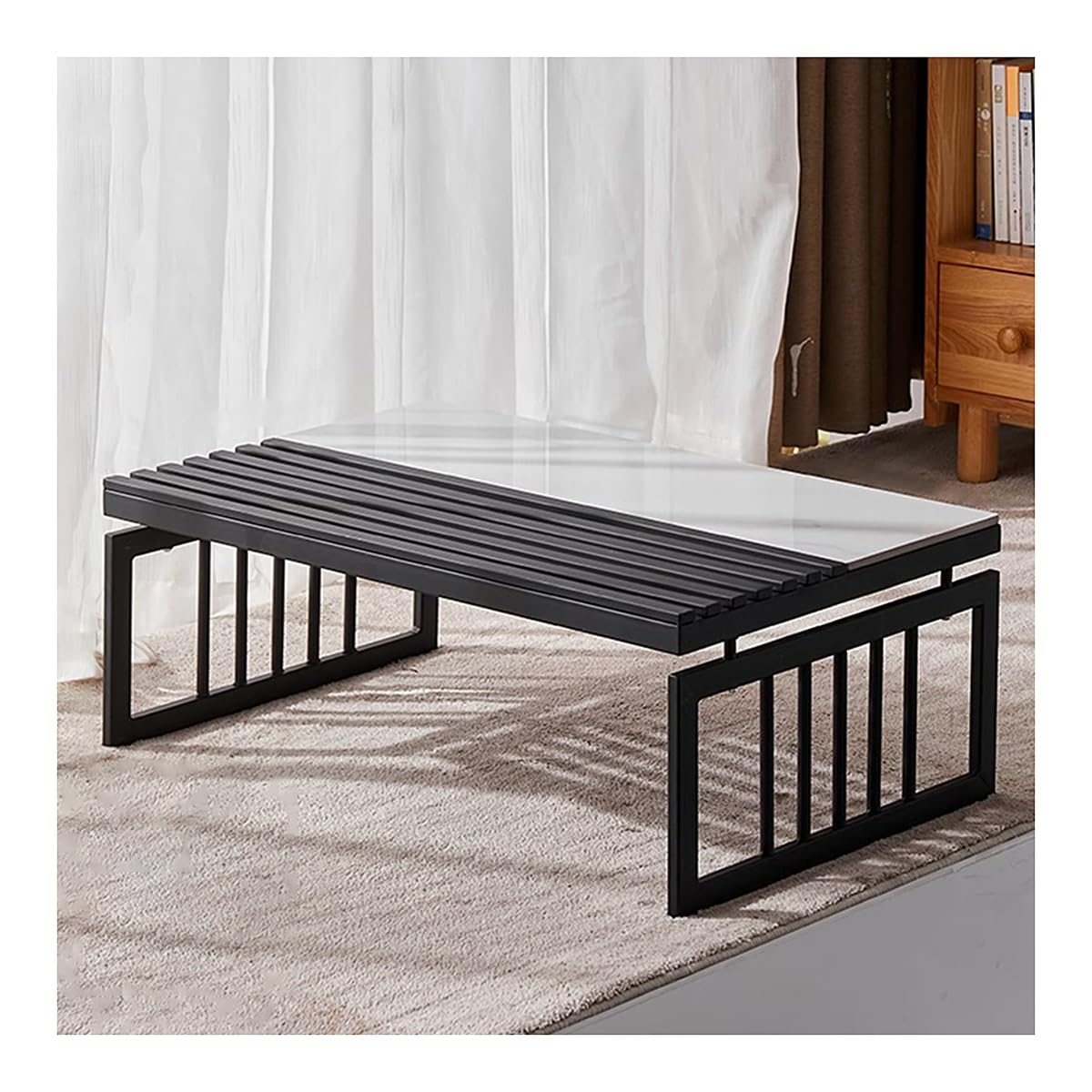 Table basse rectangulaire design élégant effet pierre luxueuse pour intérieur chic