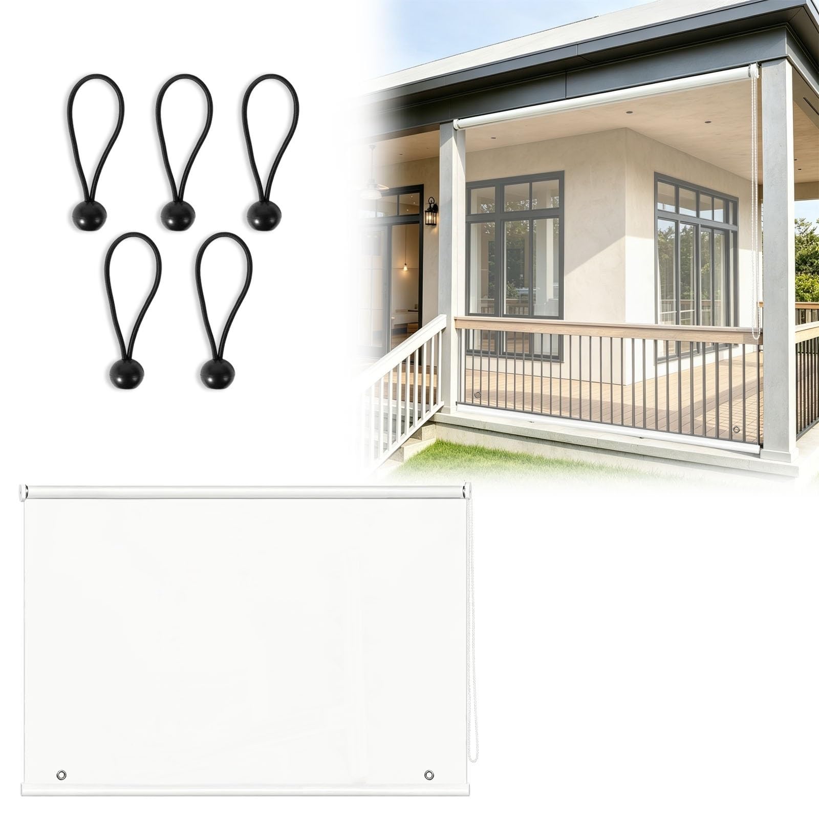 Generico Tenda Rullo PVC Trasparente Esterno Impermeabile pergola | Tenda rullo termica trasparente per pergola 80/120/180/220 cm, facile montaggio, antivento(B150xH250cm)