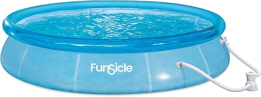 Funsicle Sea Thru Quickset Round Inflatable Ring Top Outdoor Above Ground Swimming Pool Set with Pump and Cartridge Filter for Outdoor Use, Blue
