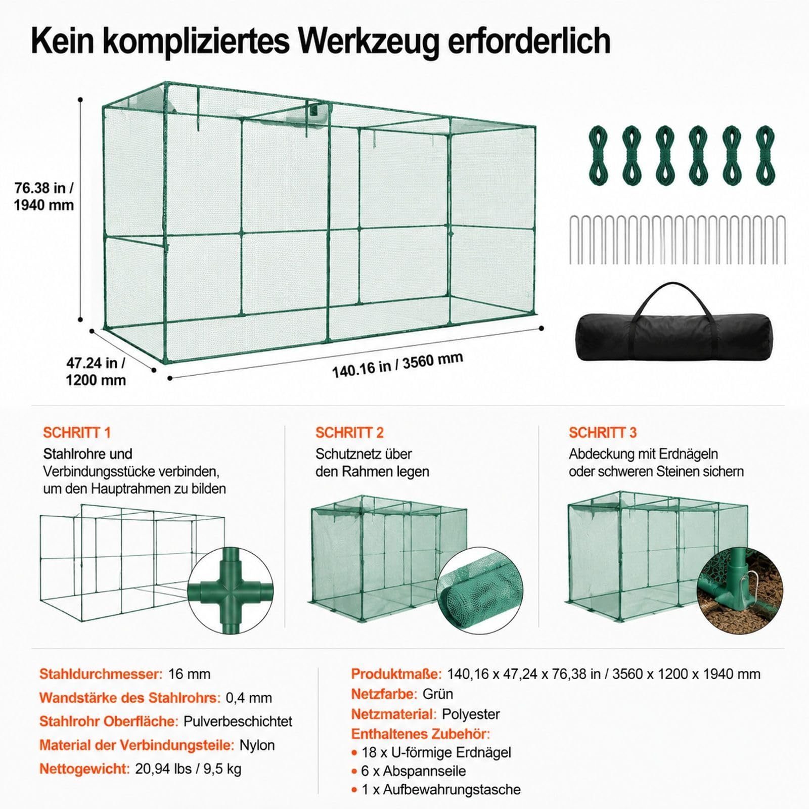 Pflanzenkäfig für Garten mit Reißverschlusstür, Netz für Tomatenpflanzen und Hochbeet im Außenbereich