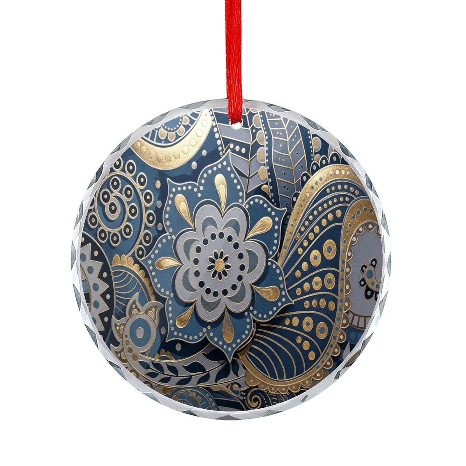 Btcowzrv Style Golden Paisley Round Ornament Hanging Pendant Decor