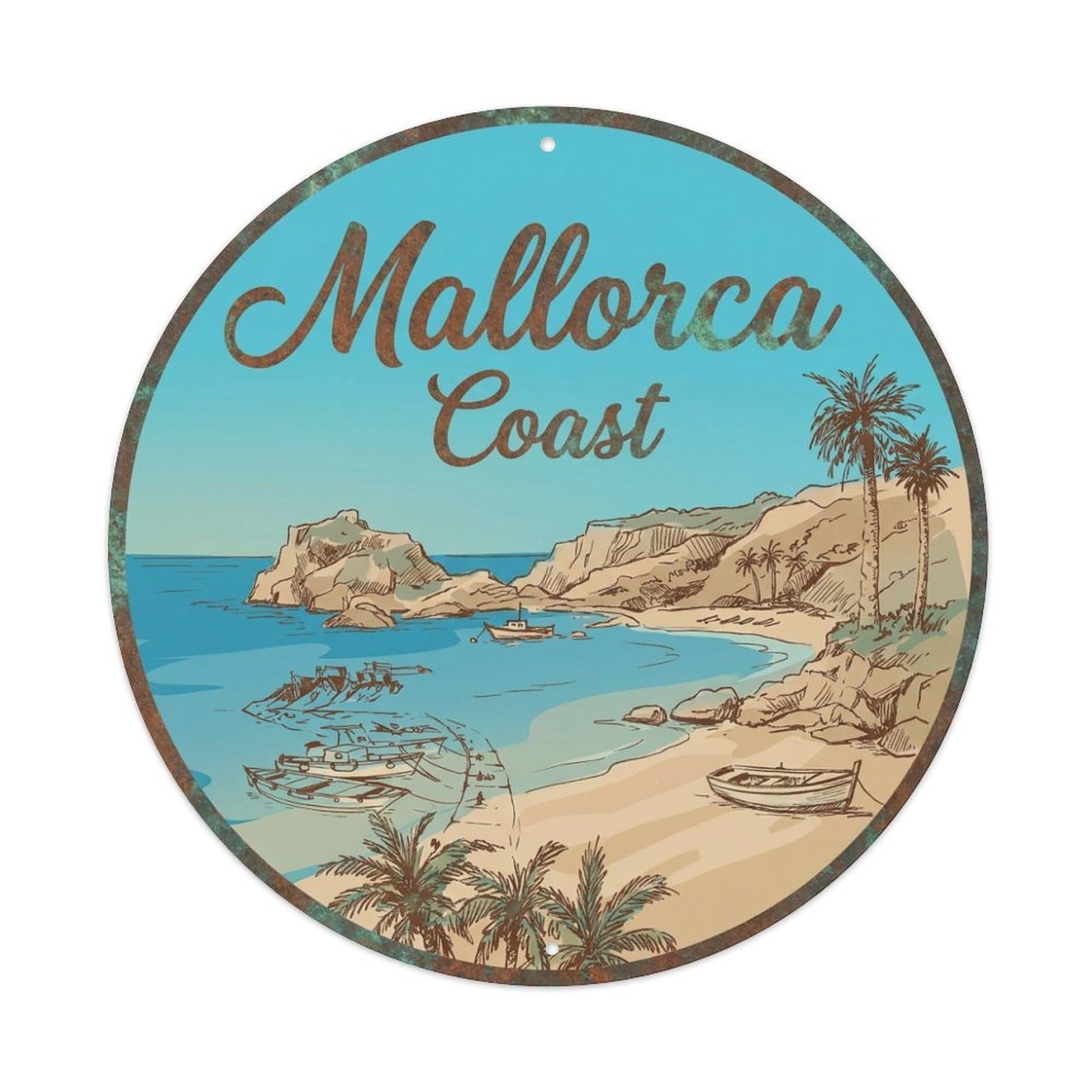 Tgrcjimh Style Metal Tin Sign Vintage Travel Mallorca Spain Inspiration