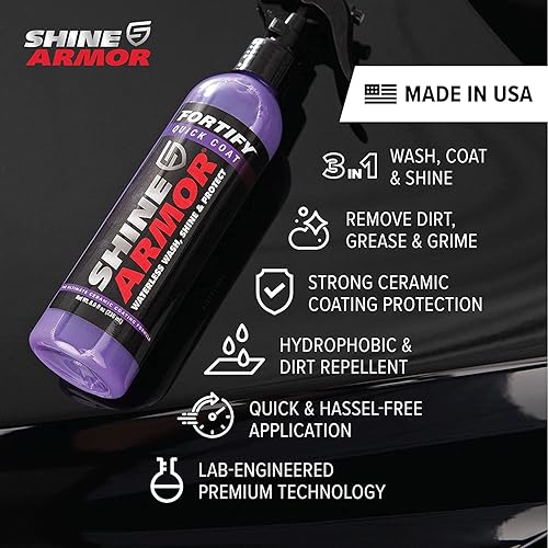 Miniatura 3 de SHINE ARMOR - Revestimiento de cerámica para autos, capa rápida, esmalte de cera para automóvil, lavado sin agua, cera hidrofóbico, esmalte y