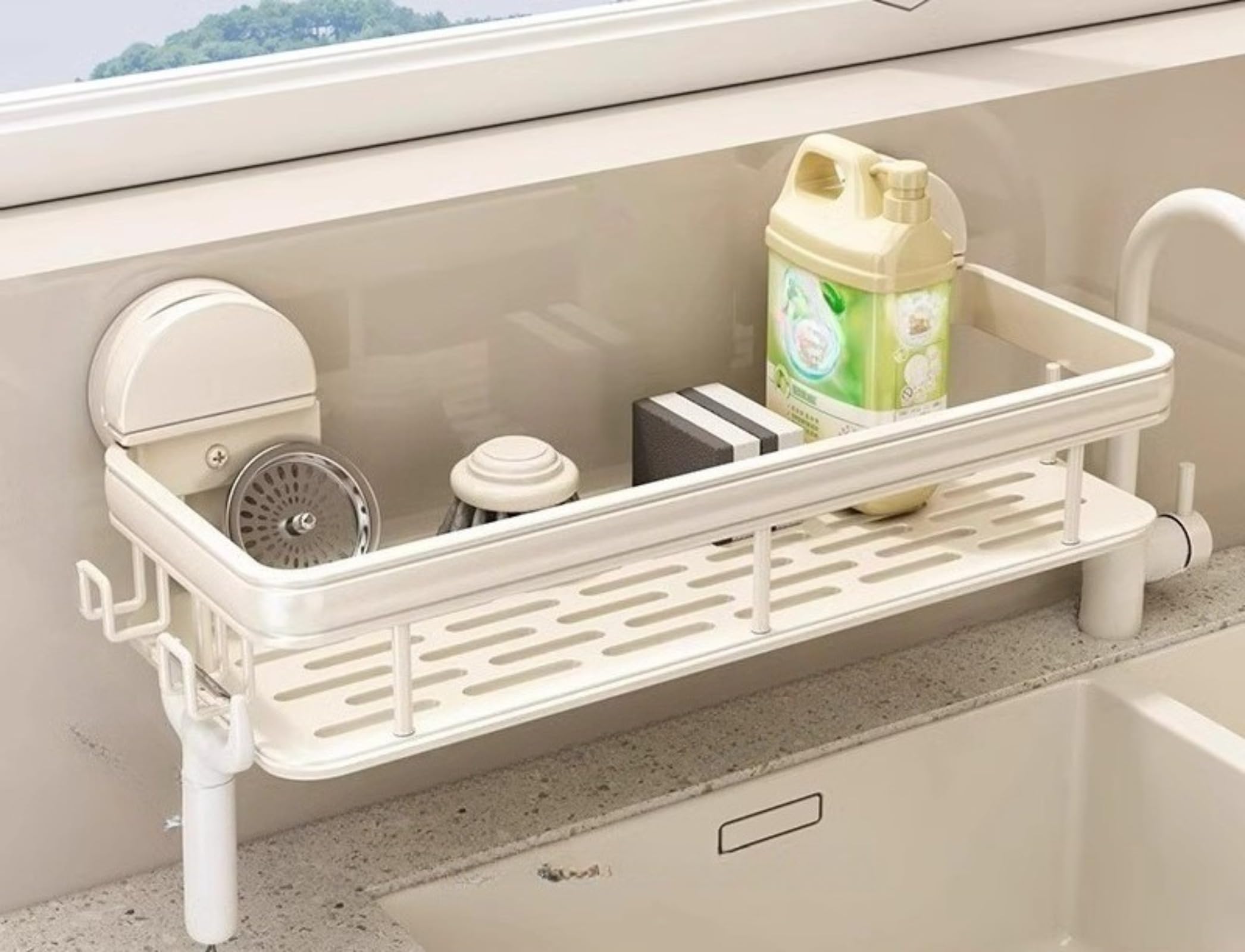 Shower Caddy with Suction Cup Removable Aluminum No Drilling Installation Suction Cup Shower Shelf Plastic Corner Rack for