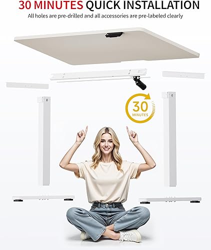 Miniatura 75 de Okin Escritorio eléctrico pequeño de pie, 40 x 24 pulgadas, altura ajustable, color negro, estación de trabajo para oficina en casa Negro