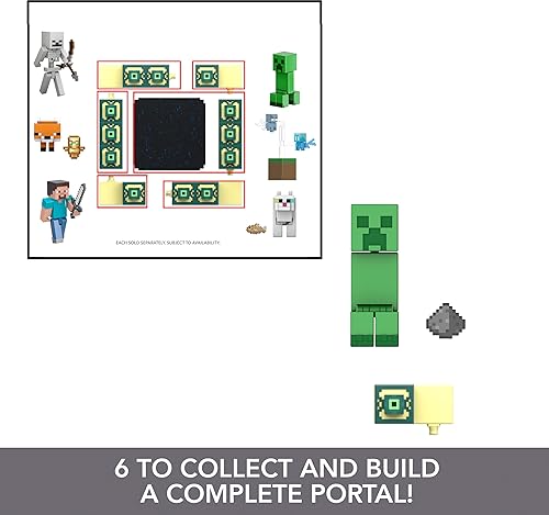 Miniatura 2 de Mattel Minecraft Toys, Figura de acción de enredadera con accesorios de pedernal y acero, juguete coleccionable en escala de 3.25 pulgadas
