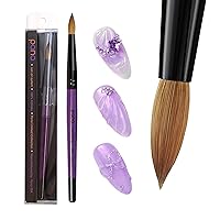 Vista 10 de PANA Pure Kolinsky Cepillo de uñas acrílico con mango de madera - forma redonda