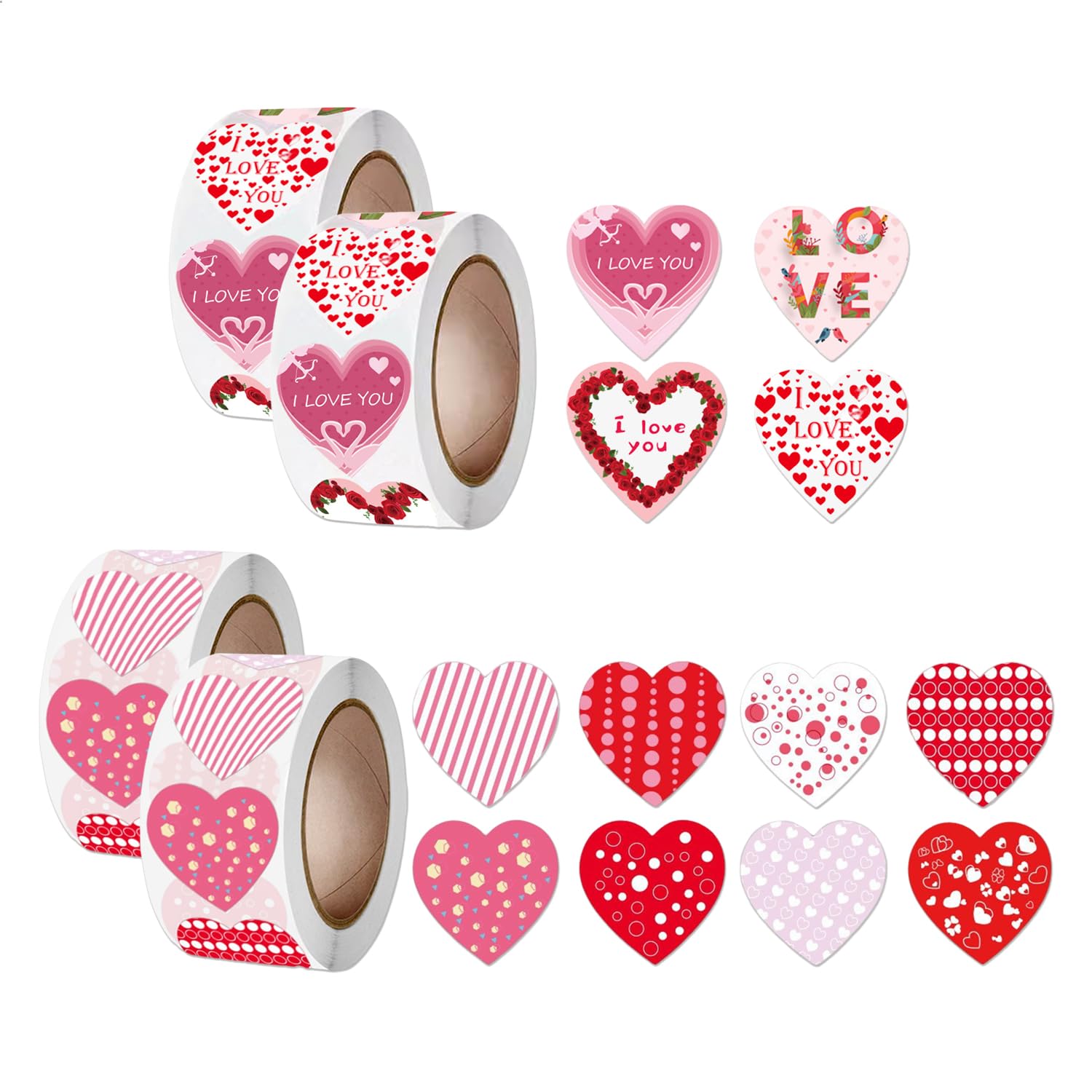 Ysdyy Pink 4 Rolls Of Love Stickers, Sealing Stickers, Label Stickers, Decorative Stickers, Cute Stickers, Gift Wrapping Stickers