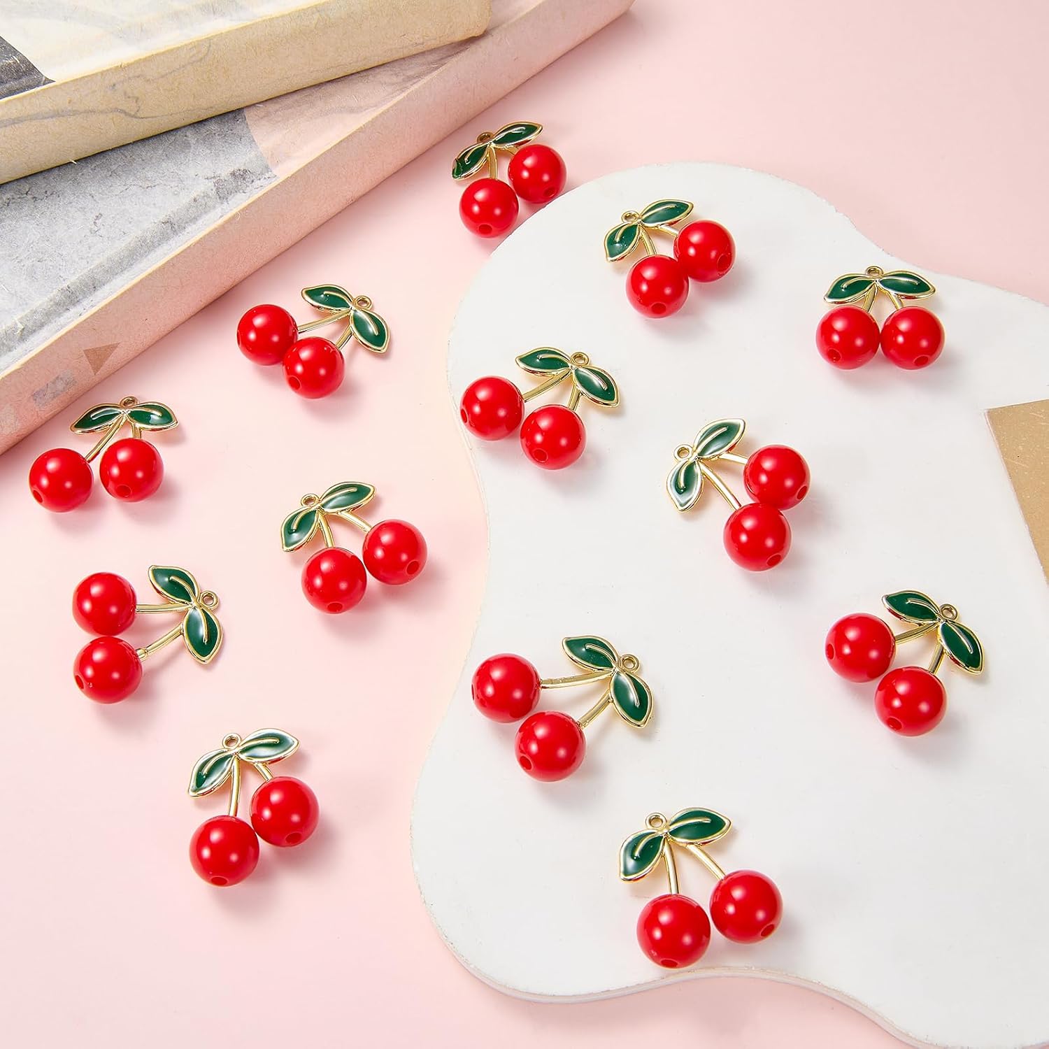 Cherry Charms for Jewelry Making Cute Fruit Bracelet Charms Pendants for Necklaces DIY Crafts Keychain Gift Supplies - Image 3