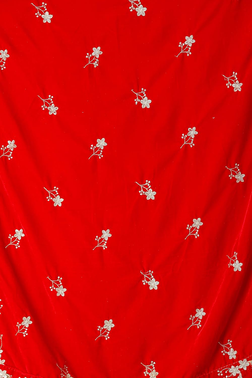 Exotic India Velvet Dupatta from Amritsar with Embroidered Flowers and Sequins - Velvet - Image 4
