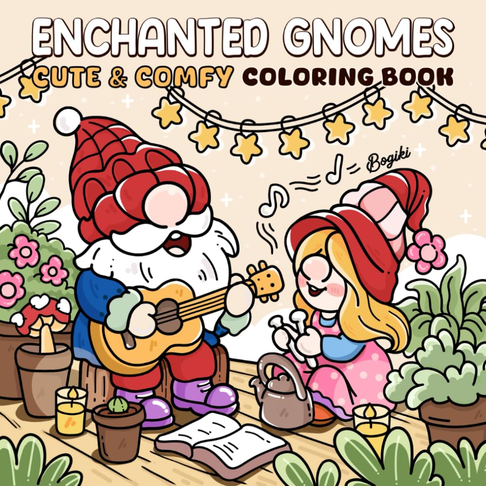 Enchanted Gnomes: Whimsical Gnome Coloring Book for Adults Delightful Illustrations for Stress Relief and Relaxation