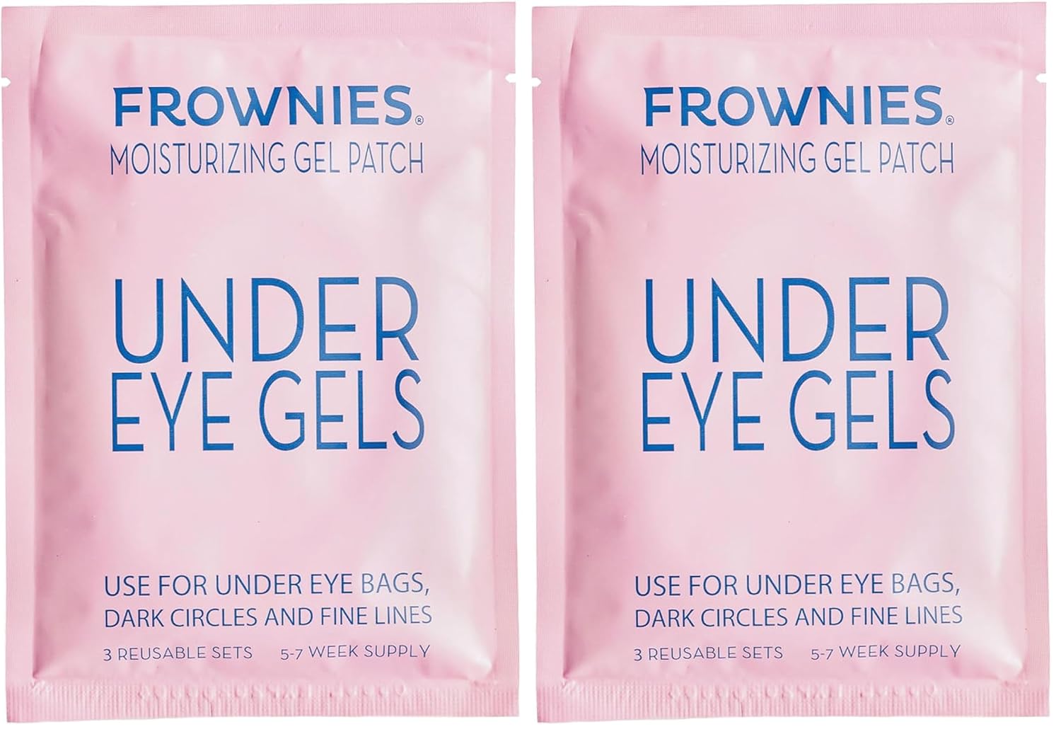 Frownies Under Eye Gel Patches for Puffy Eyes - Dark Circles with Cactus Collagen - Reusable, 6 Pack