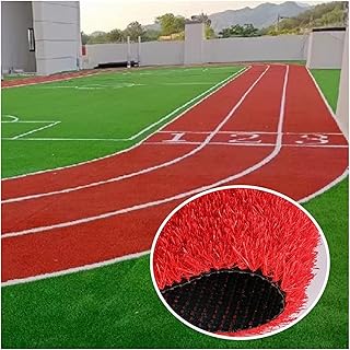Synthetic Artificial Grass Turf, High Density Faux Grass Turf, Drainage Holes Car Show Playgrounds Artificial Grass Mat Garden Fake Grass Wedding Rug, Custom Sizes (Color : Red, Size : 10
