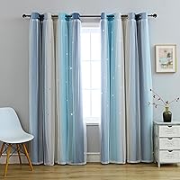 Vista 7 de Cortinas opacas con estrellas de Anytime para habitaciones de niñas, cortina de princesa para habitación de hija, ventana de dormitorio