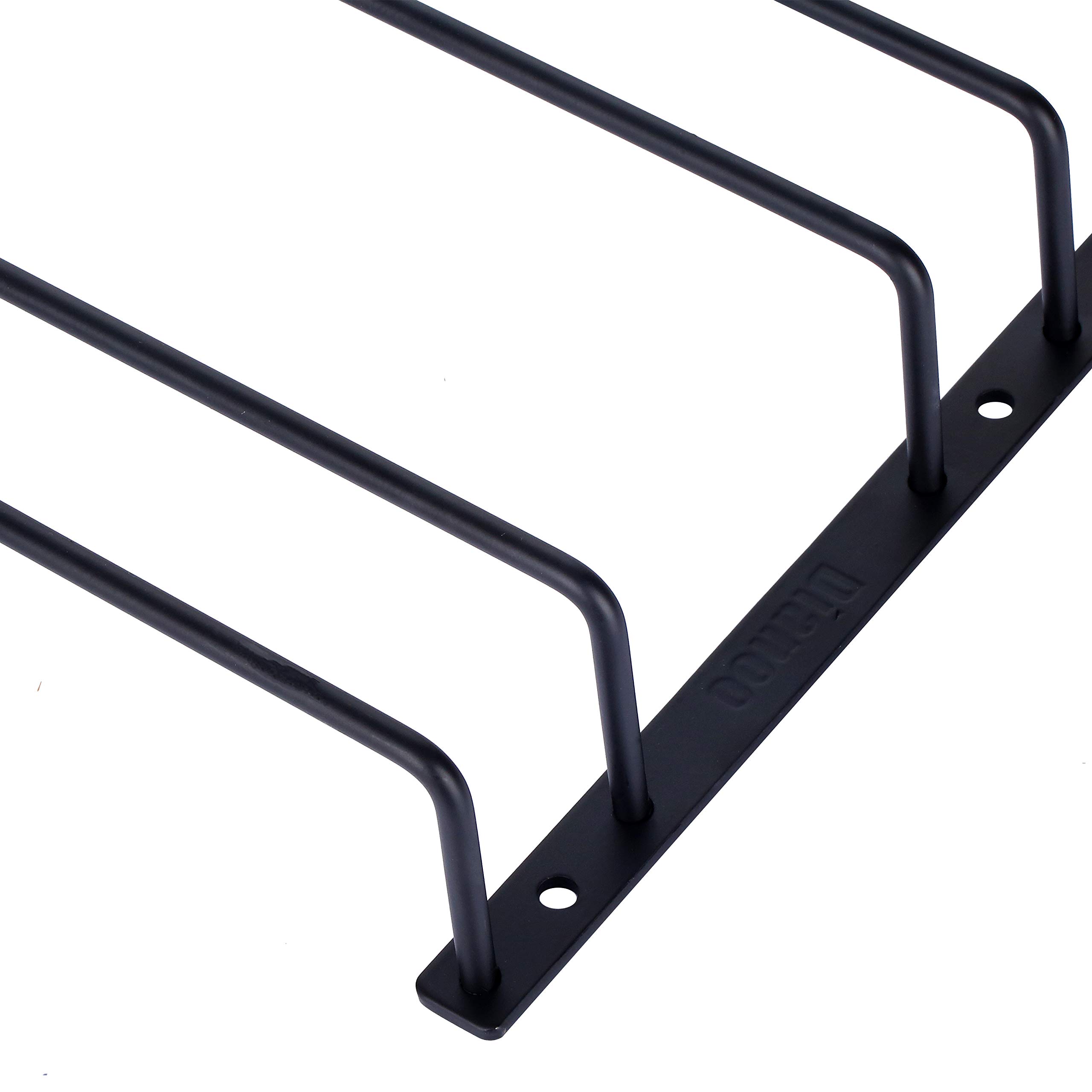 Soporte para copas de vino, soporte para copas de pie, armario de vino, con tornillos, 27 cm, 3 filas, color negro