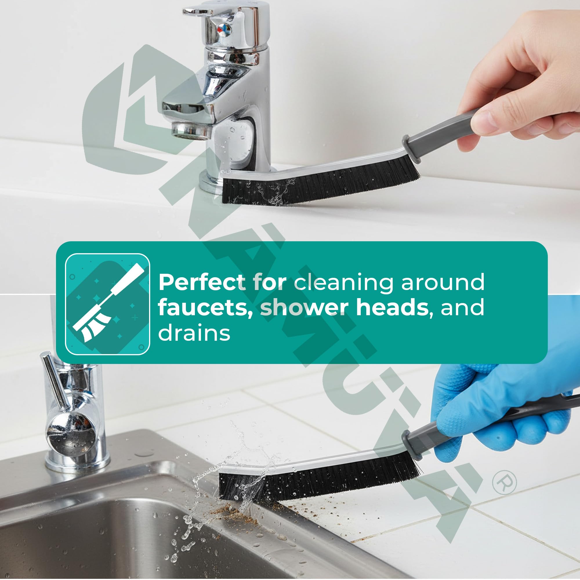 NAMUVA Hard Bristle Crevice Cleaning Brush - Multipurpose Gap Scrubber for Kitchen, Bathroom, Window Tracks, Grout & Tile | Household Corner Cleaning Tool (5 Set Brushes)