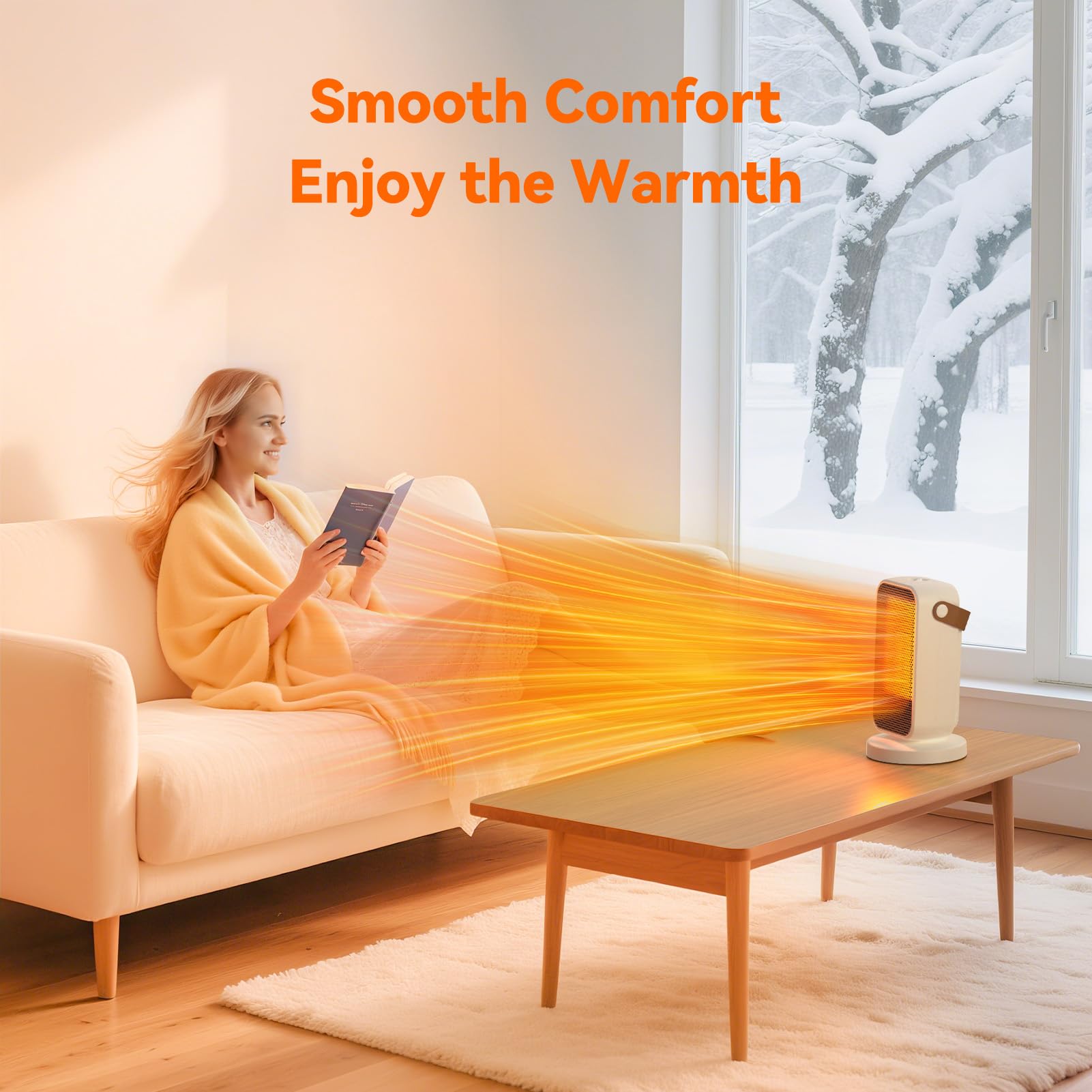 Chauffage d'Appoint Portable 1200W, Mini Chauffage Soufflant Economique à Trois Vitesses, Radiateur Electrique Silencieux Contre la Surchauffe, Petit Radiateur pour Chambre, Salon, Bureau