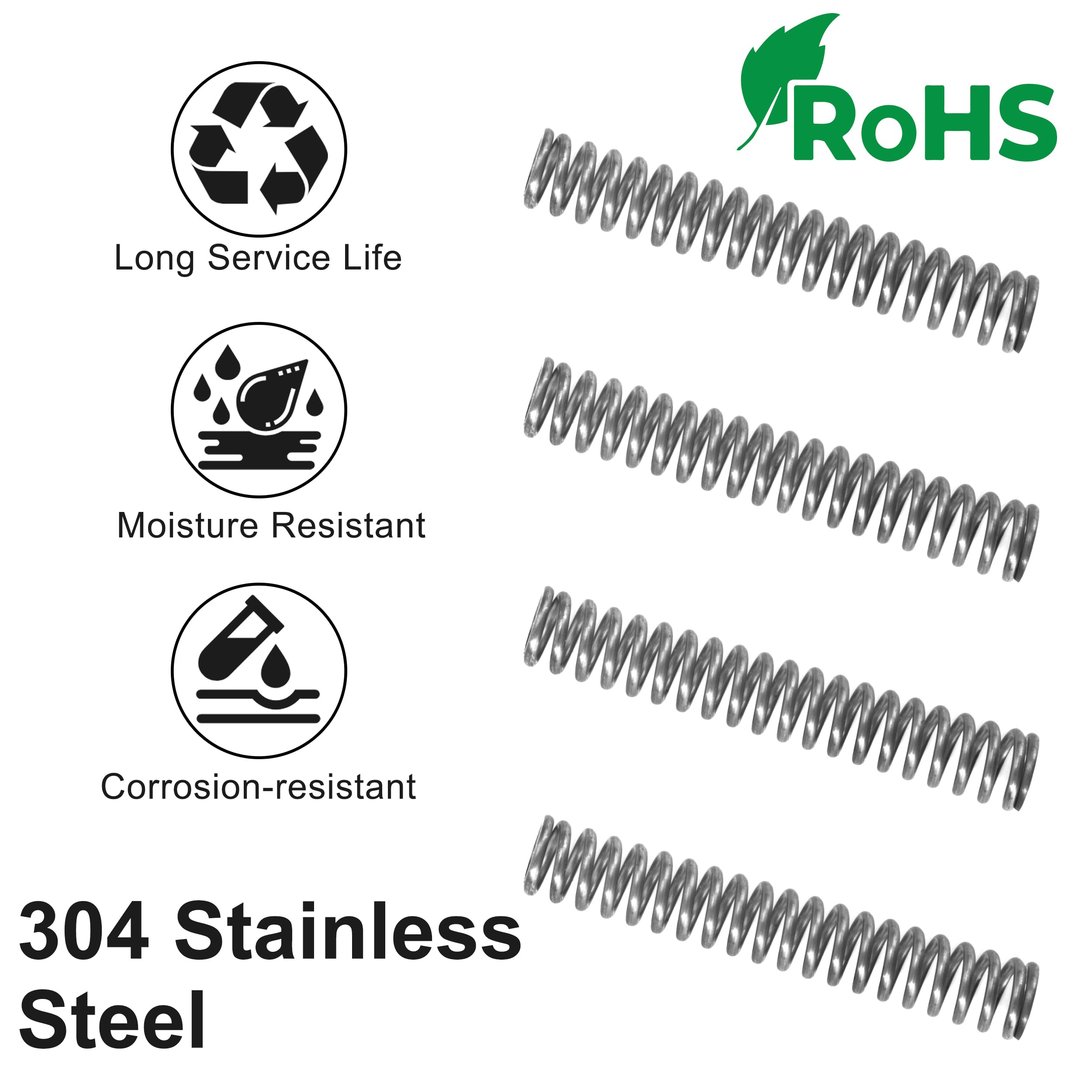 Ressort de Compression 55mm Ressorts Compression en Acier Inoxydable Diamètre du Fil 1,3mm Diamètre intérieur 6mm Force du ressort 5,77KG 20 Pièces