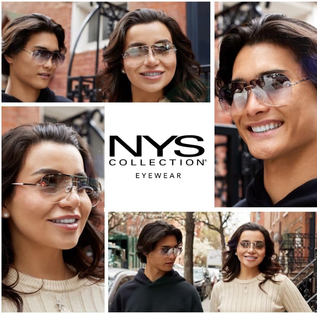 NYS Collection Aviator Sunglasses for Women & Men Medium Fit Thin Metal Frame Gradient Mirror Lenses with 100% UV Protection - Image 4