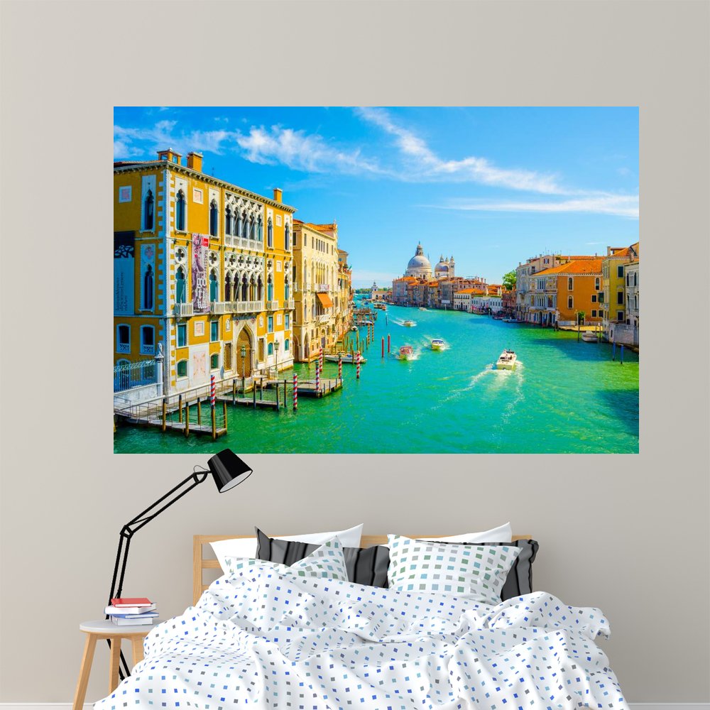 Wallmonkeys WM360254 Gorgeous View of The Grand Canal and Basilica Santa Maria Della Salute with Interesting Clouds Peel and Stick Wall Decals (72 in W x 48 in H), Colossal