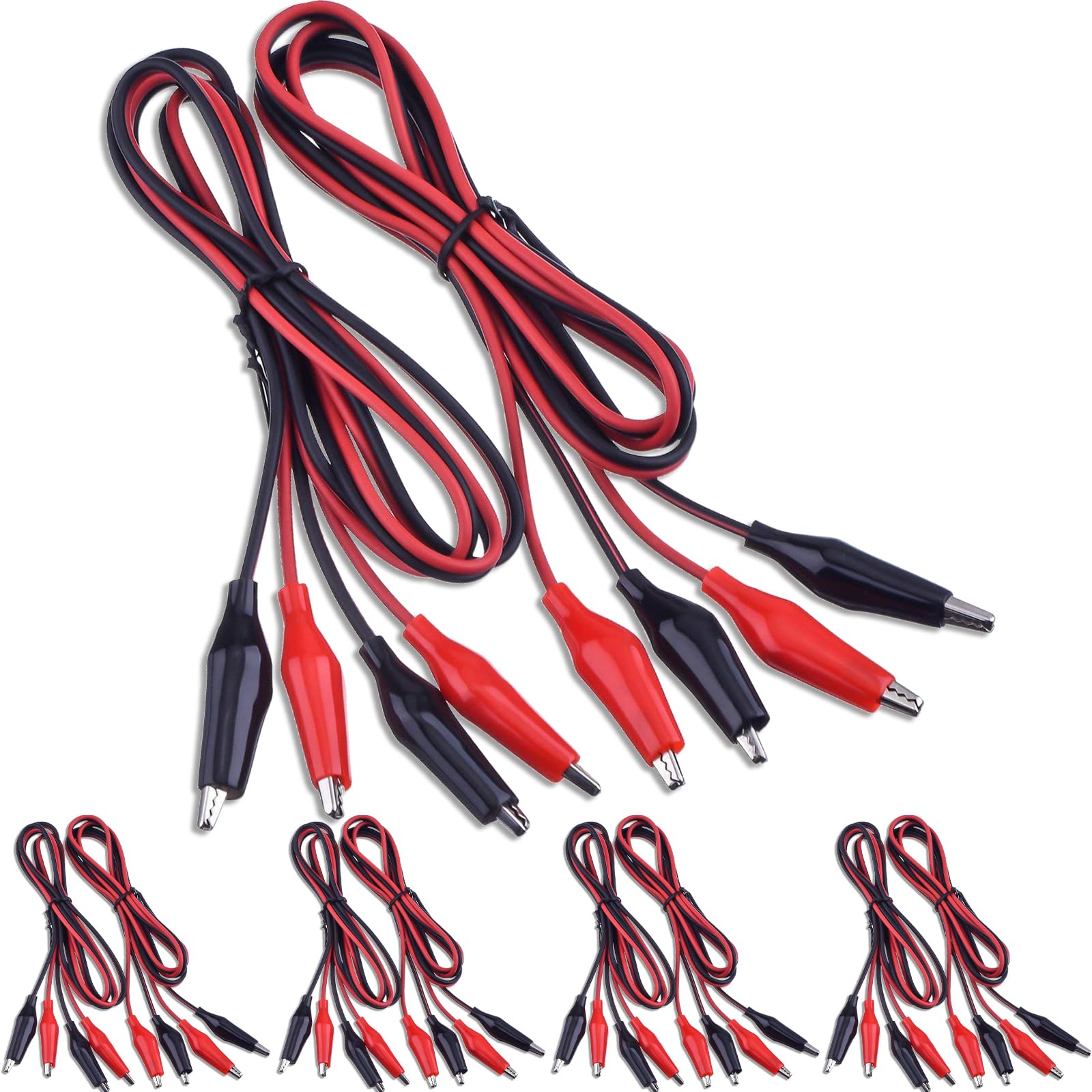 EBOOT20 Pcs Alligator Clips Electrical, 40 Inches Test Leads with Alligator Clips, Double-Ended Jumper Wires for Electrical Testing, Circuit Connection, Experiment