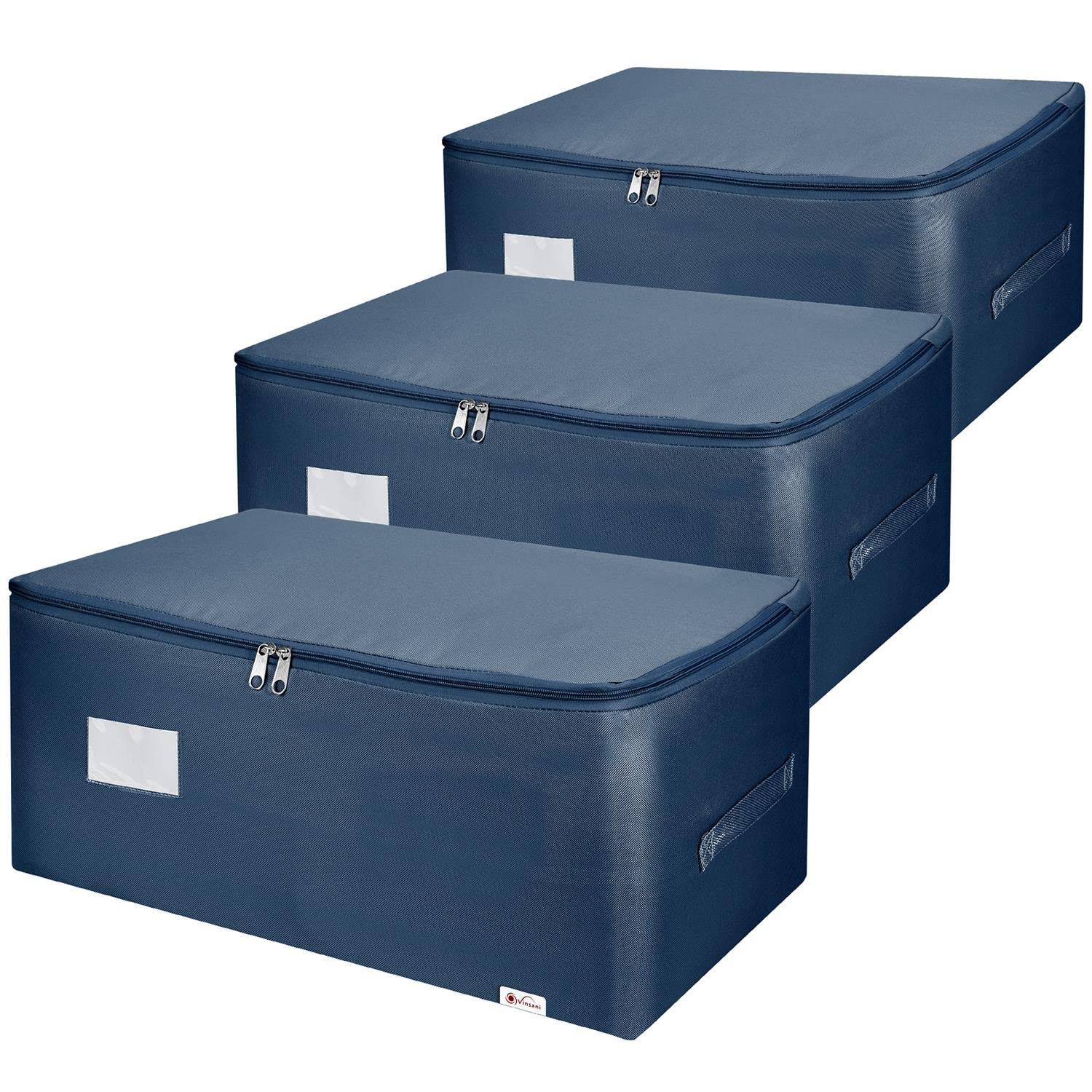 Storage Bags Organiser 50L Capacity Underbed Moving Bags Blue Pack of 3