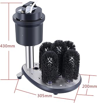 Electric Commercial Glass Washer,Bar Glass Brushes Bar Glass Washer with with Suction Base & 5 Cleaning Brush, 360 Degree Cleaning and Overheat Protection Function