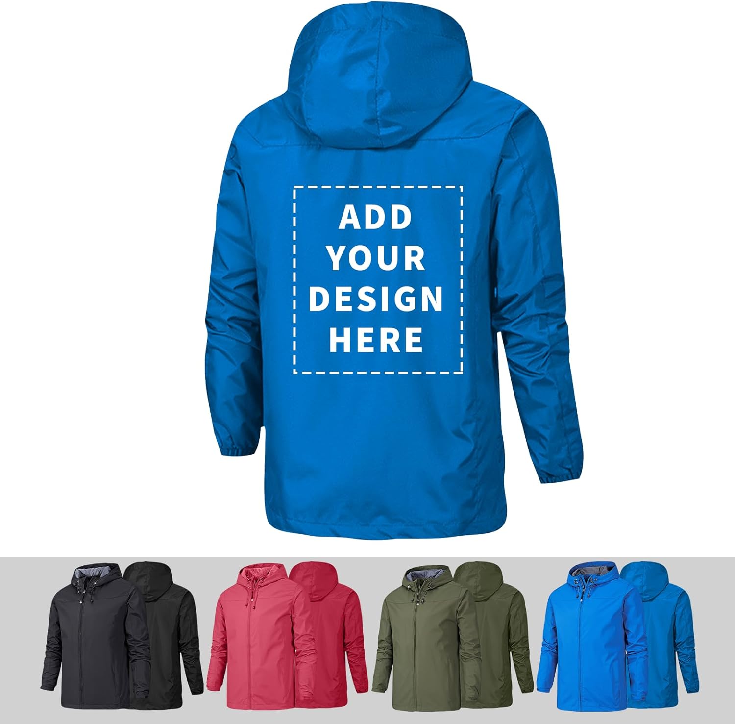 Personalized Men's Windbreaker Jacket Lightweight Water-Resistant Windbreakers for Outdoor Camping Travel