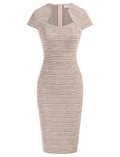 GRACE KARIN Women's Gorgeous Pencil Dress Cap Sleeve Tweed Pencil