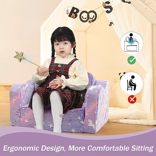 Miniatura 159 de MeMoreCool Sofá de dinosaurio para niños, silla plegable para niños pequeños, sofá cama convertible que brilla en la oscuridad, salón plegable para