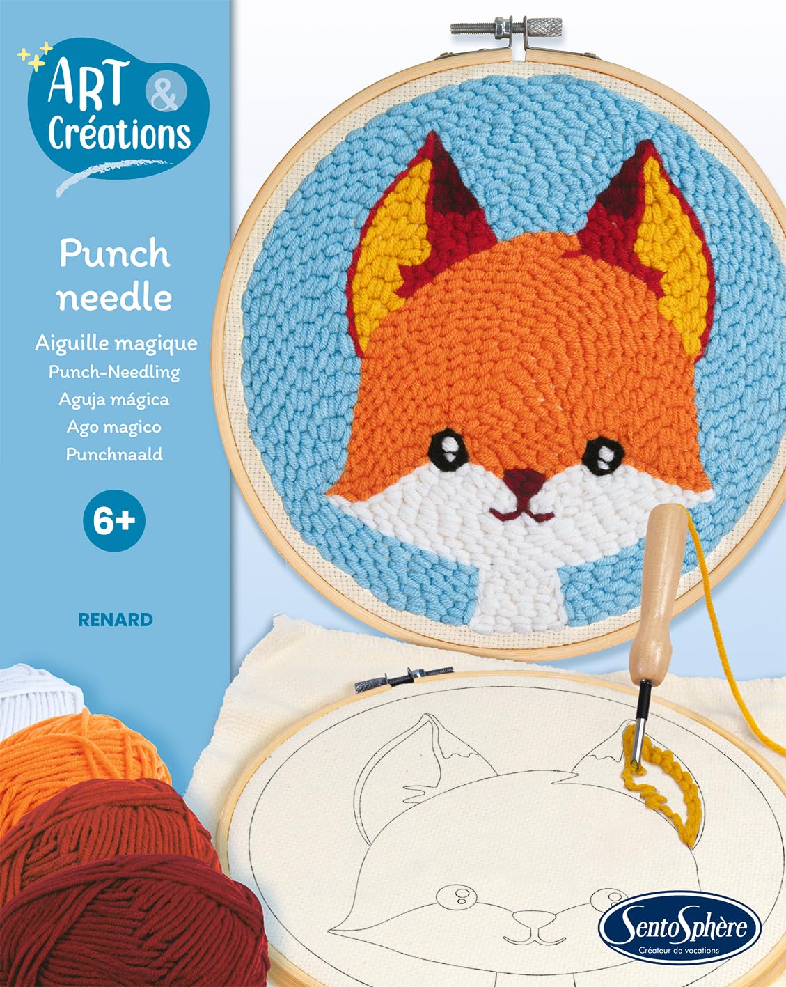 Sentosphère – Punch Needle Volpe – Cofanetto creativo per bambini – Iniziazione a punto punto cucito da 6 anni – Illustrazione da ricamo – Relax e precisione – 20552
