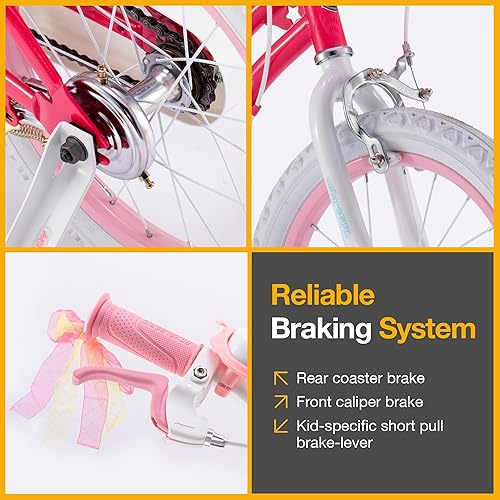 Miniatura 8 de Royalbaby Stargirl - Bicicleta infantil para niñas de 12, 14, 16, 18, 20 pulgadas, con cesta para edades de 3 a 12 años