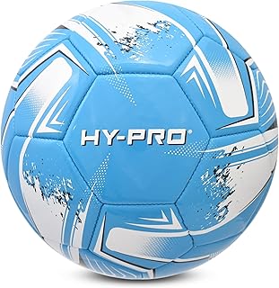 Hy-Pro Balón de fútbol turbina tamaño 5, de PVC para un mejor agarre, ideal para entrenamiento y competición en todas las condiciones climáticas, color azul