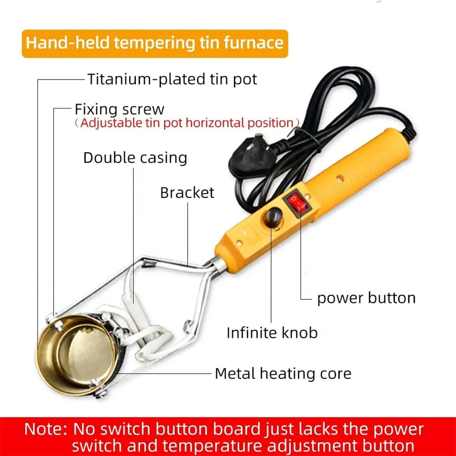 COYEUX Elektrisch geschmolzener Blei-Kessel, handgesteuerter Schmelz-Kessel, einstellbar bei 150-450 °C, mit Griff für die Rettung von Schwergegenständen und Metallhängen