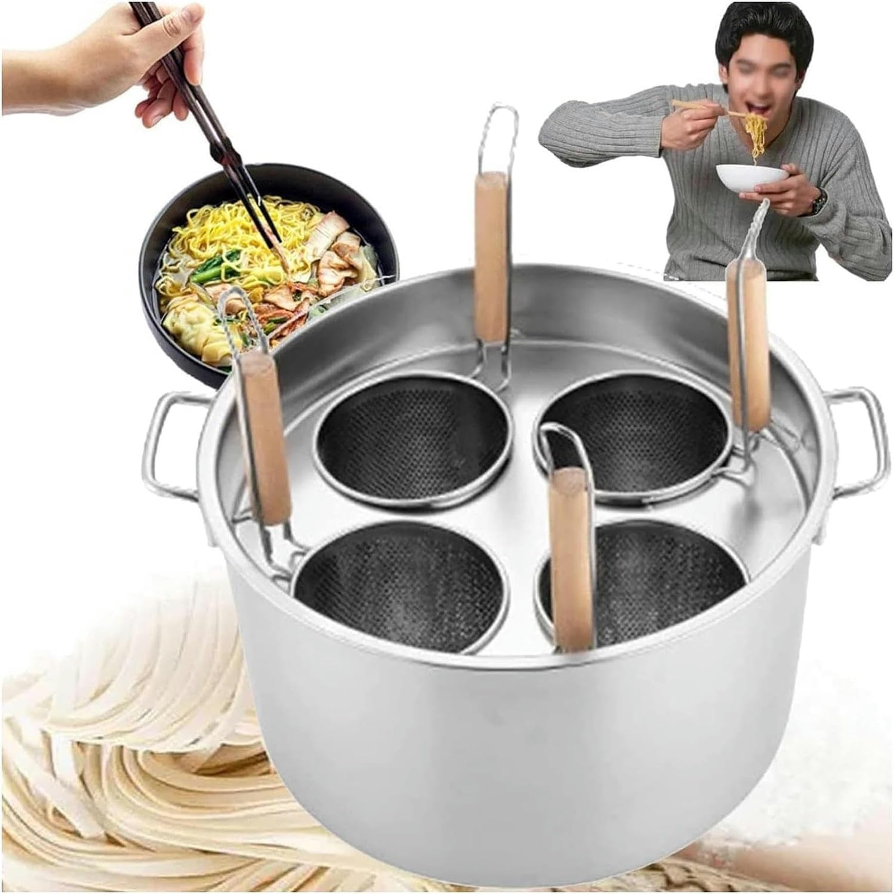 Pentole per Pasta Pentola per Cucinare Set per cuocipasta Commerciale, cuocipasta Multifunzionale con divisore e scolapasta, pentola per brodo in Acciaio Inossidabile o Cucina Dome