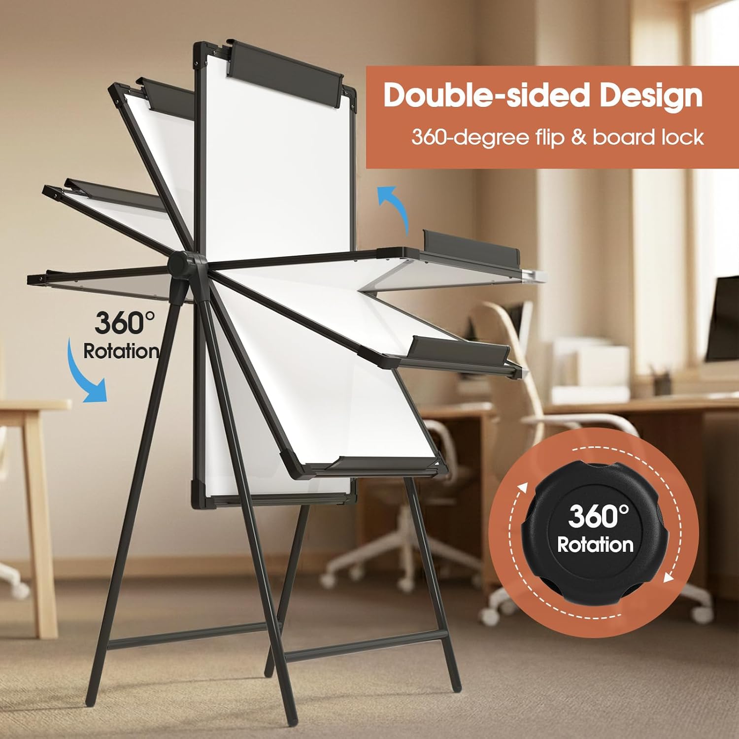 MaxGear Double-Sided Whiteboard with Stand, 36" x 24" Large Dry Erase Easel Board, Height Adjustable Aluminum Alloy Frame, Portable Stable A-Stand for Office & Classroom