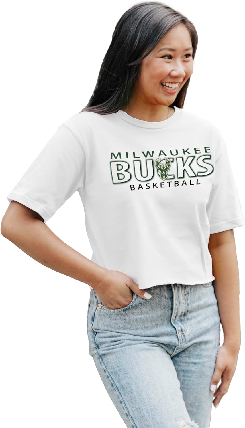 Blue 84 NBA Womens NBA Officially Licensed Women's Cropped T-Shirt White