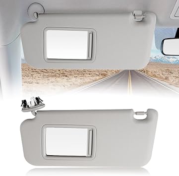 Car Sun Visor Fit for Toyota RAV4 2006 2007 2008 2009 2010 2011 2012 2013 Sun Visor with Vanity Mirror Cover Plate for Blocking Sunlight 74320-42501-B2 74310-42452-B2 Gray, Left Driver Side