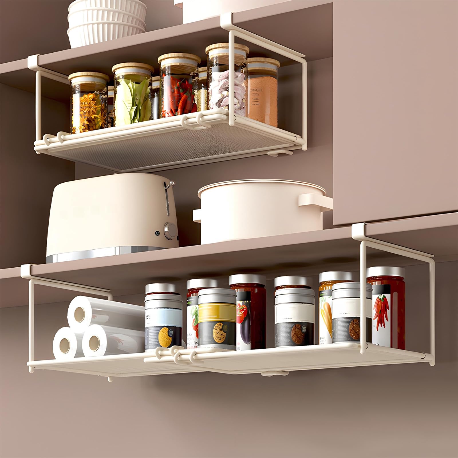 Cesto portaoggetti estensibile sotto mensola cesto sotto ripiano organizer dispensa multifunzionale,per la cucina Cestello Sottoripiano Cesto Portaoggetti da Appendere