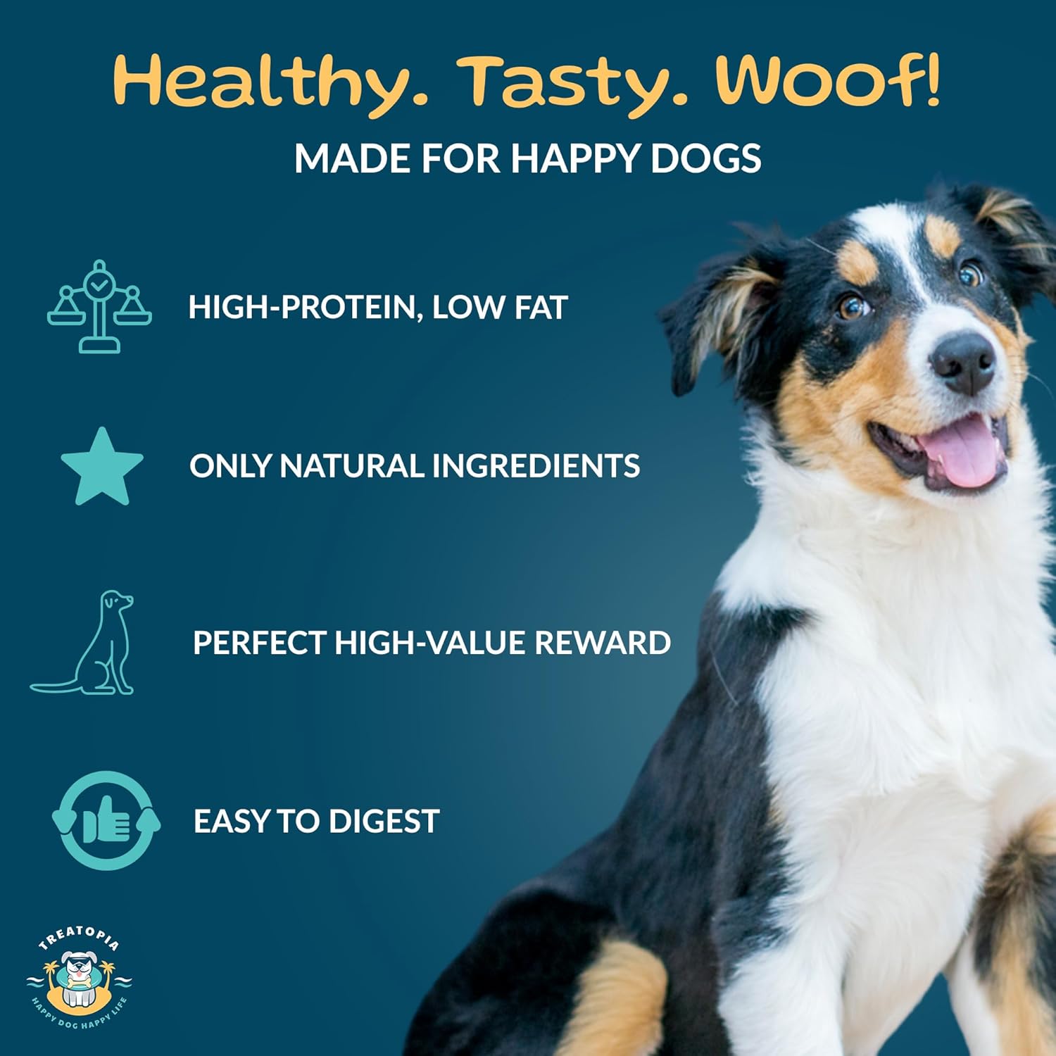 TREATOPIA Omaha Sticks Beef Dog Treats, 16 Oz Bag - All-Natural, Sustainable, Healthy, High Protein, Hand-Trimmed, Slow-Roasted, Made in The USA, Nutritious, No Additives, No Fillers