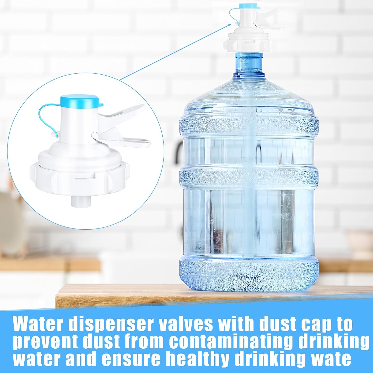 LemonRoad 4 Pack Water Dispenser Valve 5 Gallon Water Dispenser Valve Cap Bottle Spout Reusable Plastic Spigot Faucet with Spigot Cap for 55 mm Crown Top Drinking Bottle